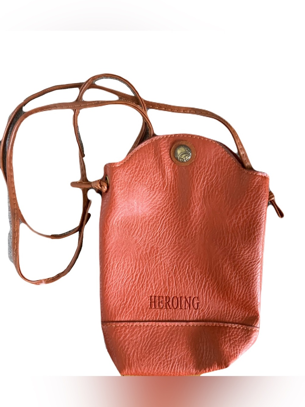 Heroing Compact Crossbody Bag in Burnt Orange Leather